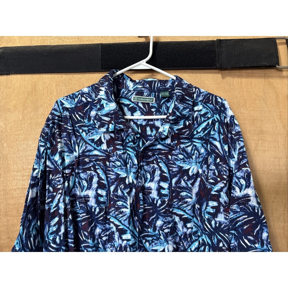 Cubavera Men's 3XTall Hawaiian Shirt‎ Button Up Short Sleeve Blue
